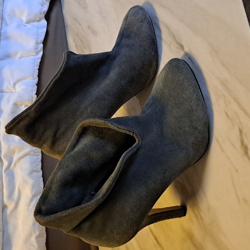 Grey high heel booties